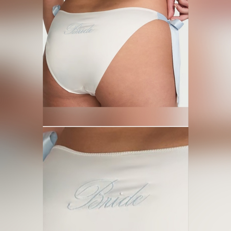 M L Xl Victoria's Secret Flirty Embroidery Satin Side Tie Cheeky Panty Bride